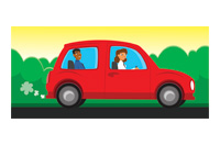 by car