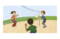 playing volleyball