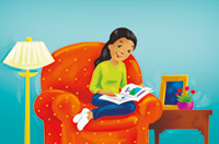 reading a magazine