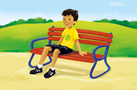 sitting on a bench
